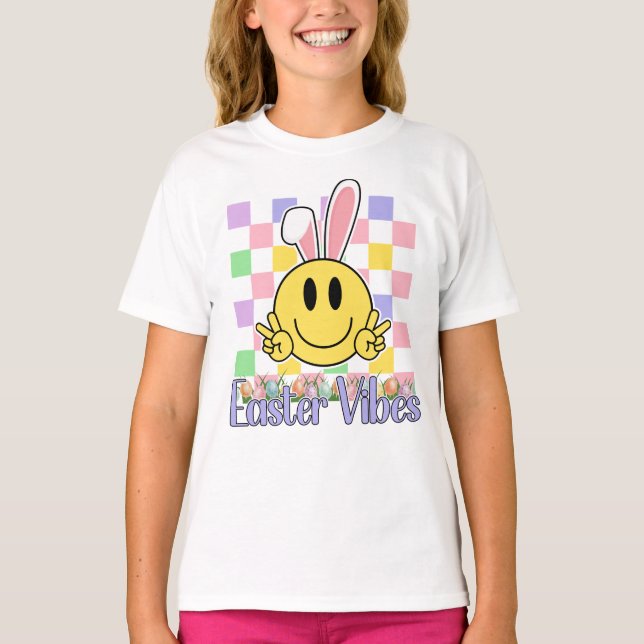 T-shirt Symbole de paix Smiley Vibes de Pâques (Devant)