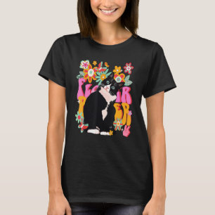 T-shirt Symbole de paix Tuxedo Cat Retro 60s les années 70