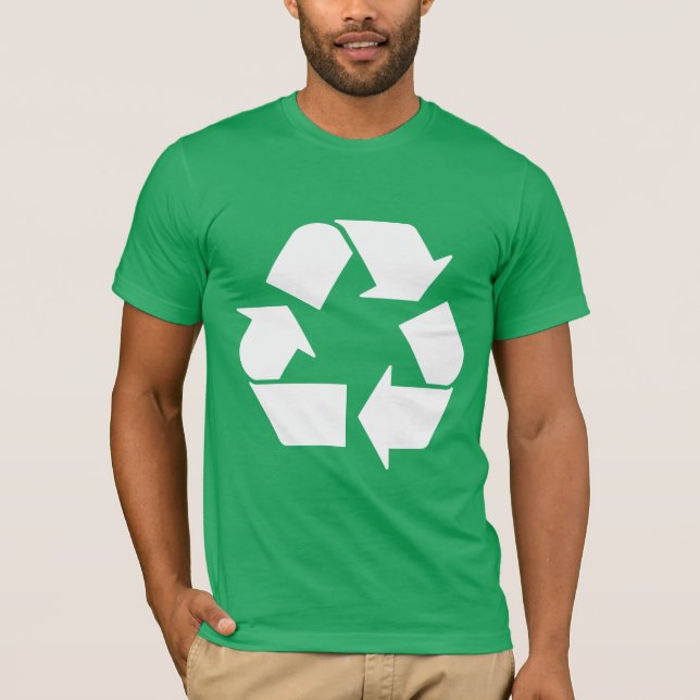 T-shirt Symbole de recyclage blanc cool sur vert (Devant)