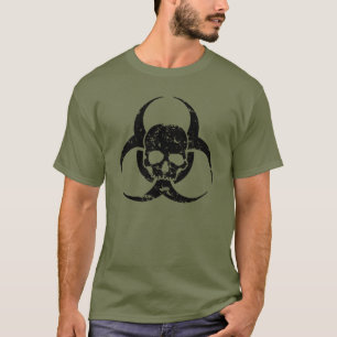 T-shirt Symbole de risque biologique et crâne en grunge et