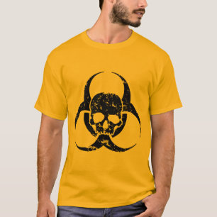 T-shirt Symbole de risque biologique et crâne en grunge et