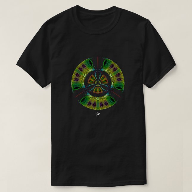 T-shirt symbole de risque biologique psychédélique (ou quo (Design devant)