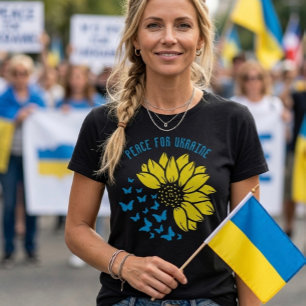 T-shirt Symbole de tournesol de la paix. Paix pour l'Ukrai