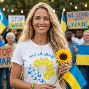 T-shirt Symbole de tournesol de la Paix. Paix pour l'Ukrai