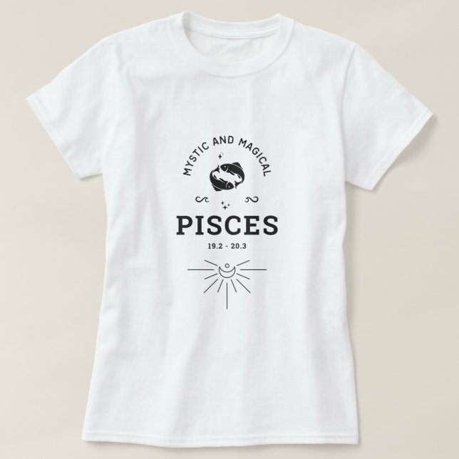 T-shirt Symbole De Zodiaque Mystique Et Magique Pisces (Design devant)