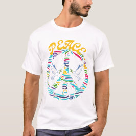 T-shirt Symbole des signes de paix de deux colombes blanch