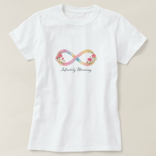 T-shirt Symbole d'infini aquarelle floraison florale rose