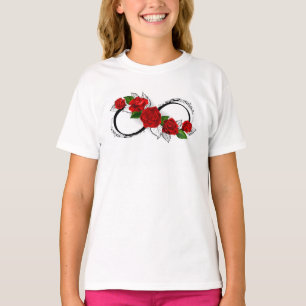 T-shirt Symbole d'infini avec des roses rouges