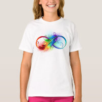 Symbole d'infini avec plume arc-en-ciel