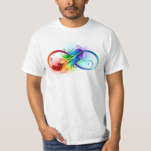 T-shirt Symbole d'infini avec plume arc-en-ciel
