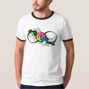 T-shirt Symbole d'infini avec Rose arc-en-ciel