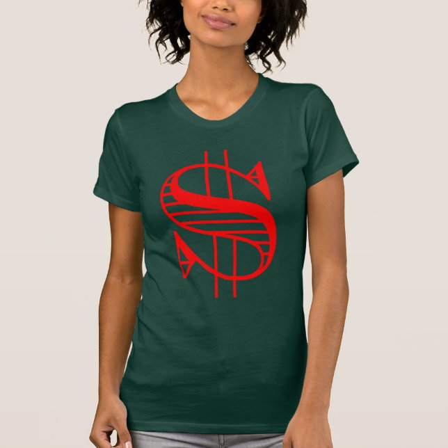 T-SHIRT SYMBOLE DOLLAR D'ARGENT LIQUIDE (Devant)