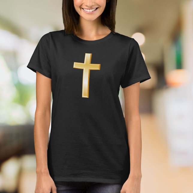 T-shirt Symbole d'or Christian Cross (The cross is a central symbol of peace and the Christian faith. )