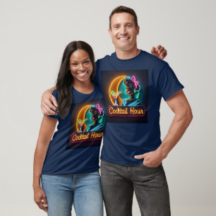 T-shirt SYMBOLE DU NEON DU MILIEU DU SIÈCLE Cocktail Hour