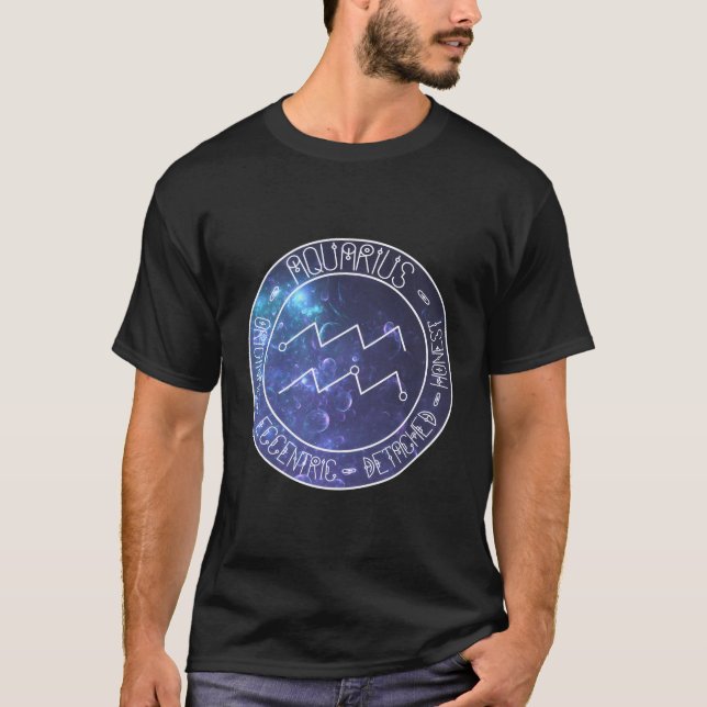 T-shirt SYMBOLE ET QUALITÉS D'Astrologie Zodiaque Aquarius (Devant)