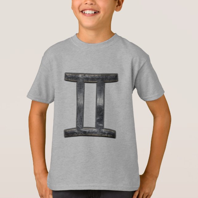 T-shirt Symbole Gemini Zodiac en Grunge style dévêtu (Devant)