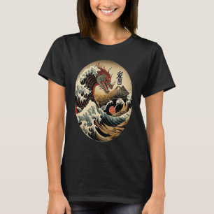 T-shirt Symbole japonais esthétique Dragon Kanji Mer