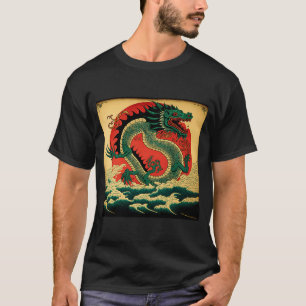 T-shirt Symbole japonais esthétique Dragon Rouge Kanji Jap