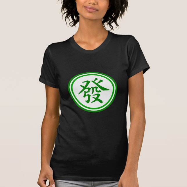 T-shirt Symbole Lucky Mahjong - Vert et Blanc (Devant)