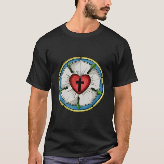 T-shirt Symbole luthérien Luther Seal Rose Croix chrétienn (Devant)