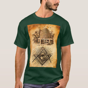 T-shirt Symbole maçonnique de ruche carré de pavillon de