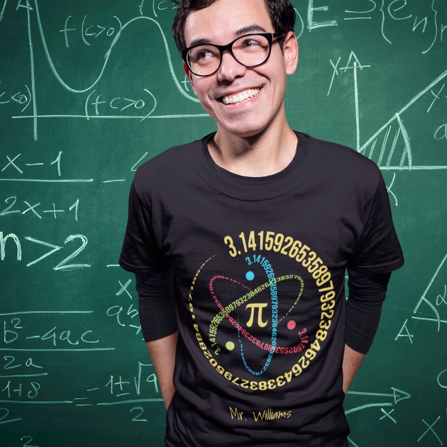 T-shirt Symbole mathématique Pi et Atom avec nom (Créateur téléchargé)