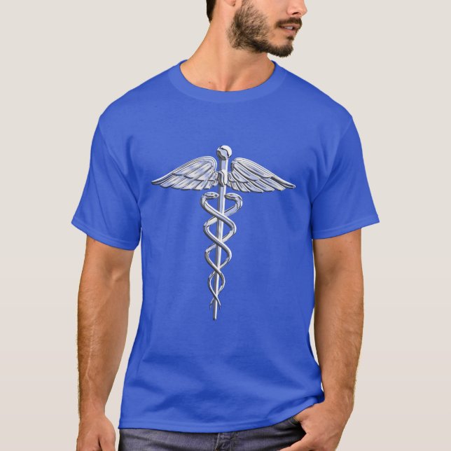 T-shirt Symbole Médicale de caducée sur le noir (Devant)
