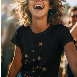 T-shirt Symbole moderne Zodiac Gold Aquarius   Air de l'él