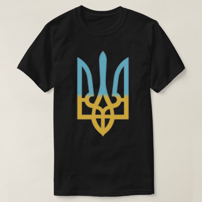 T-shirt Symbole national ukrainien Trident I stand with Uk (Design devant)