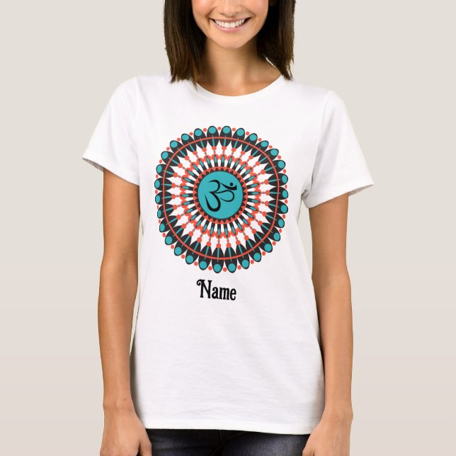 T-shirt Symbole Om de Mandala Spirituel Turquoise Customis (Devant)