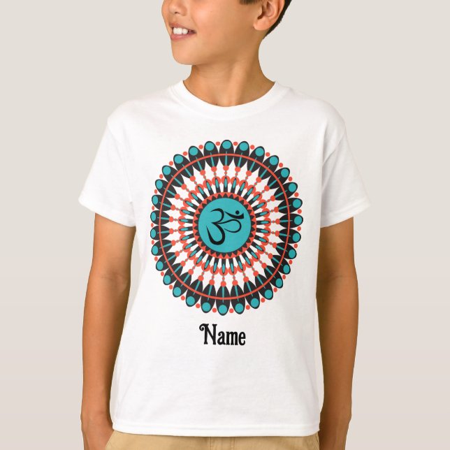 T-shirt Symbole Om de Mandala Spirituel Turquoise Customis (Devant)