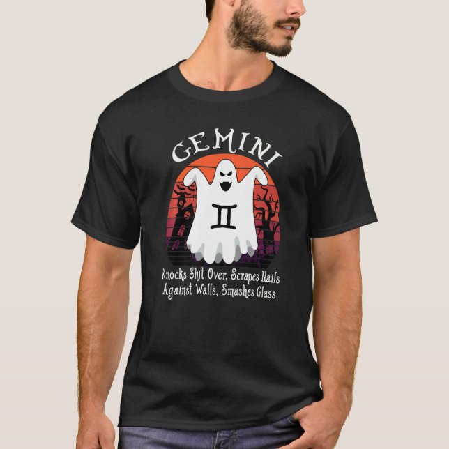 T-shirt SYMBOLE RÉtro Ghost Zodiac Gemini Costume Hallowee (Devant)