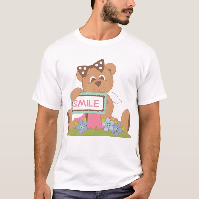T-shirt Symbole Teddy Bear with Bow Holding Smile (Devant)