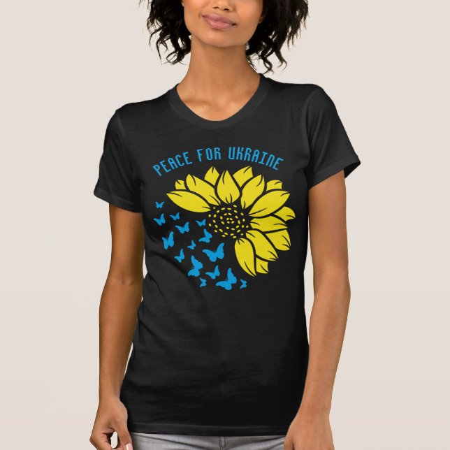 T-shirt Symbole tournesol de la Paix. Paix pour l'Ukraine. (Devant)