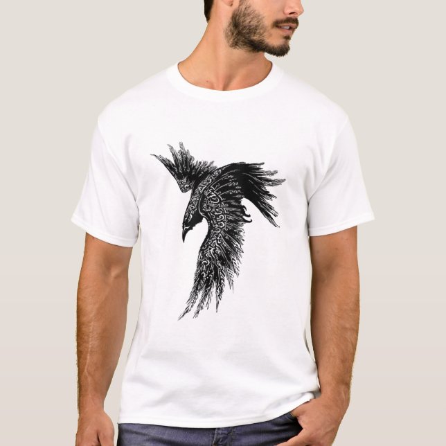 T-shirt Symbole viking de Corbeau Norse (Devant)