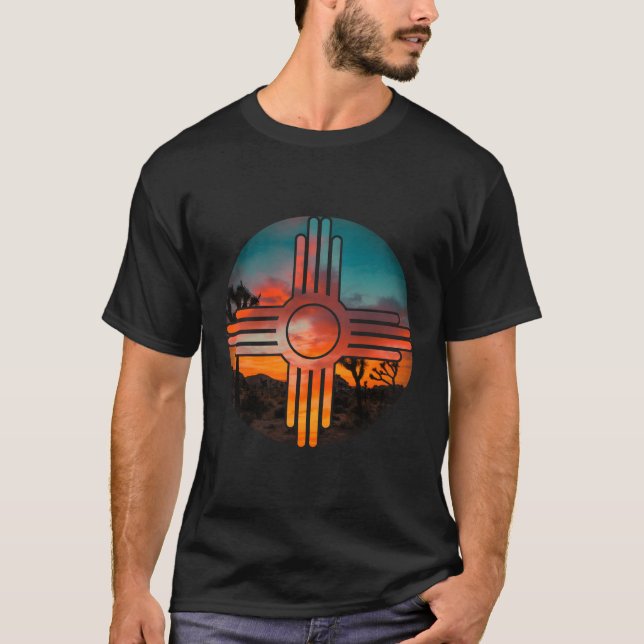 T-shirt Symbole Zia du Nouveau-Mexique et paysage (Devant)