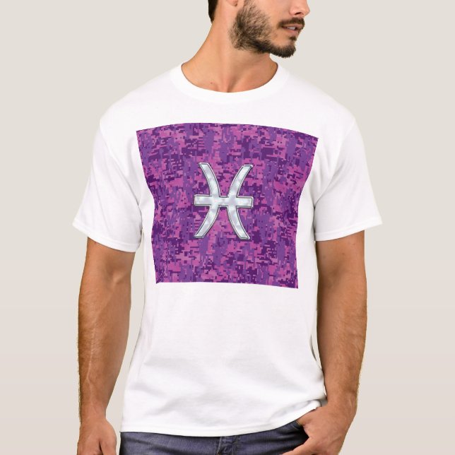 T-shirt Symbole ziolique des Poissons sur Camo numérique r (Devant)