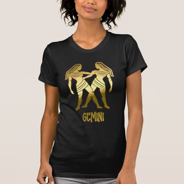 T-shirt SYMBOLE Zodiaque D'Horoscope Gémeaux D'Or (Devant)