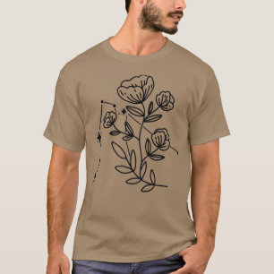 T-shirt Symbole Zodiaque féminin Aquarius Fleurs Constella