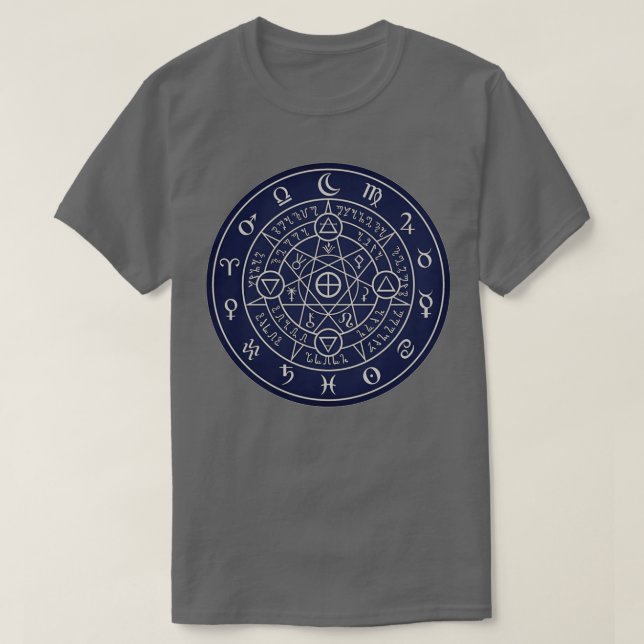 T-shirt Symboles d'alchimie sacrée Design bleu (Design devant)