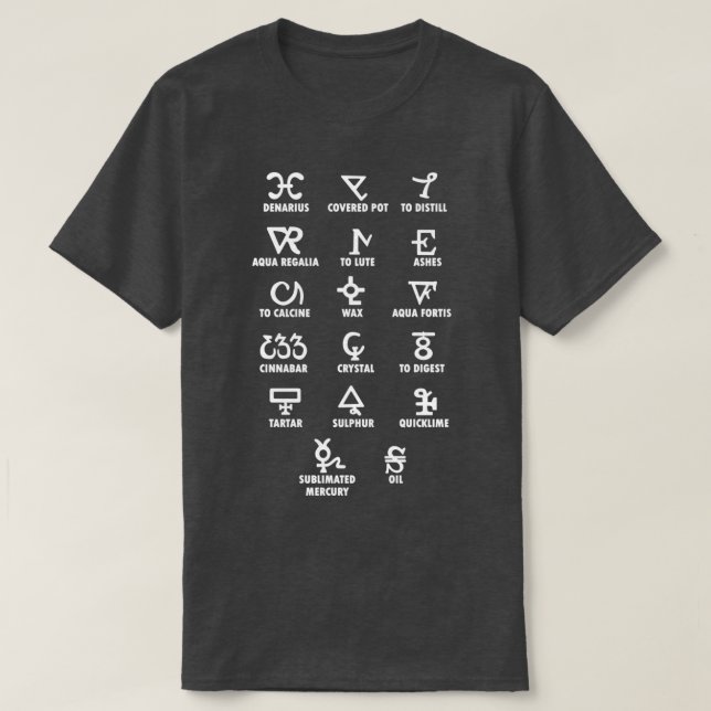 T-shirt Symboles d'alchimie transforment le métal en or (Design devant)