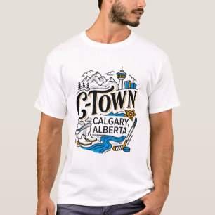 T-shirt Symboles de Calgary en Alberta avec un sommet de m