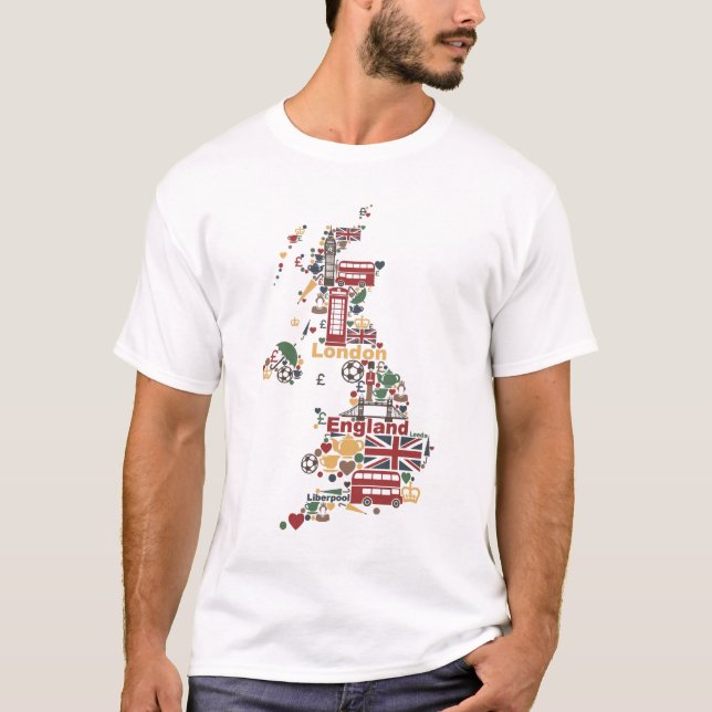 T-shirt Symboles de carte de l'Angleterre (Devant)
