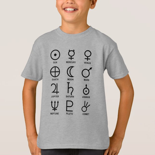 T-shirt Symboles de la planète astronomique (Devant)