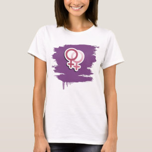 T-shirt SYMBOLES DE L'AMOUR LESBIEN ROSE -.png