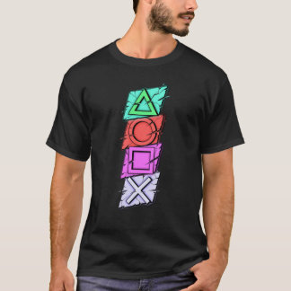 T-shirt Symboles PS Neon Brisés | Graphique de Glitch de J