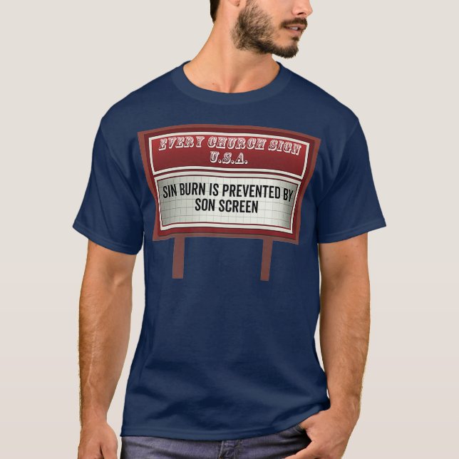 T-shirt Sympa Eglise panneau d'affichage Christian Joke Ca (Devant)