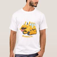 Sympa joli caractère de dessin animé au bulldozer 