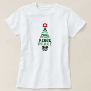 T-shirt Sympa Noël Arbre de Paix Personnalisé initial Blan