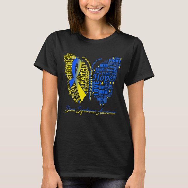 T-shirt Syndrome de Down Sensibilisation aux papillons (Devant)